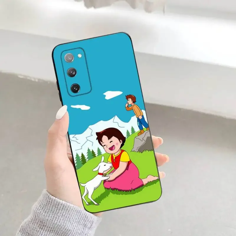 Cartoon Heidi Phone Case For Samsung S23,22,21FE 20,10lite 9,8,5plus 6,7edge Note20,20ultra Black Silicone