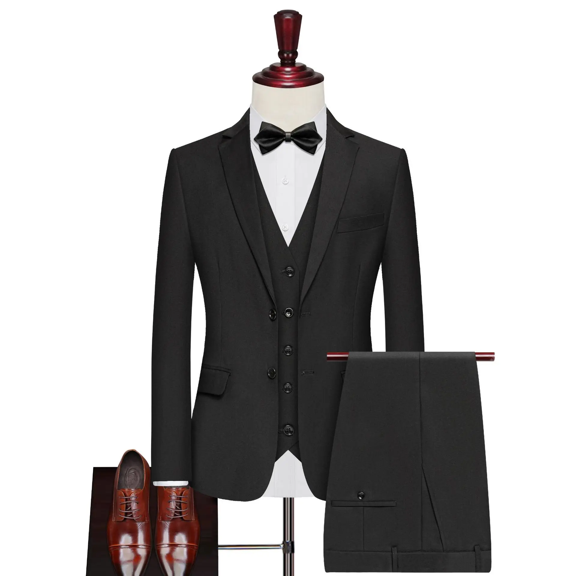 

S-8XL (пиджак + жилет + брюки) Мужская мода Повседневная уличная джентльменская деловая свадьба Slim-fit Формальный свадебный костюм в британском стиле