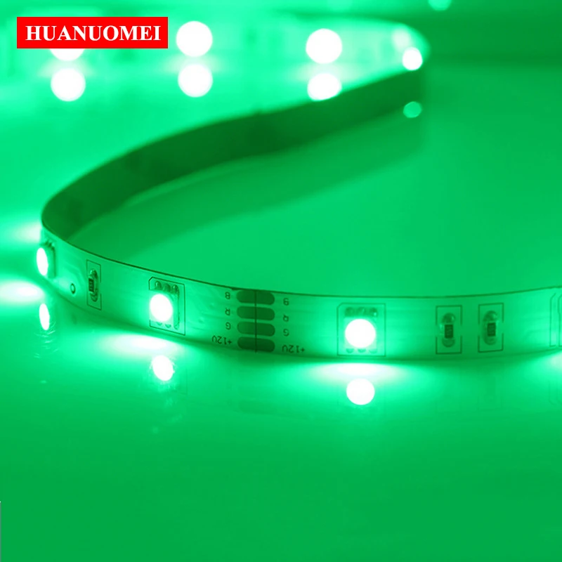 

DC12V 5050 150LEDs Green Flexible LED Strip Light 5M 30LEDs/M SMD5050 Indoor Tape Room Decor Lamp Non-waterproof IP20 White PCB