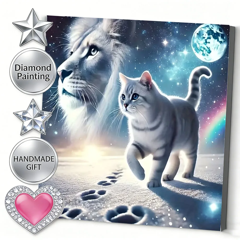 AZQSD New Diamond Art Mosaic Cat Lion Animal 2026 Wall Decor Diamond Painting Novelties 2026 Winter Snow Wall Decor