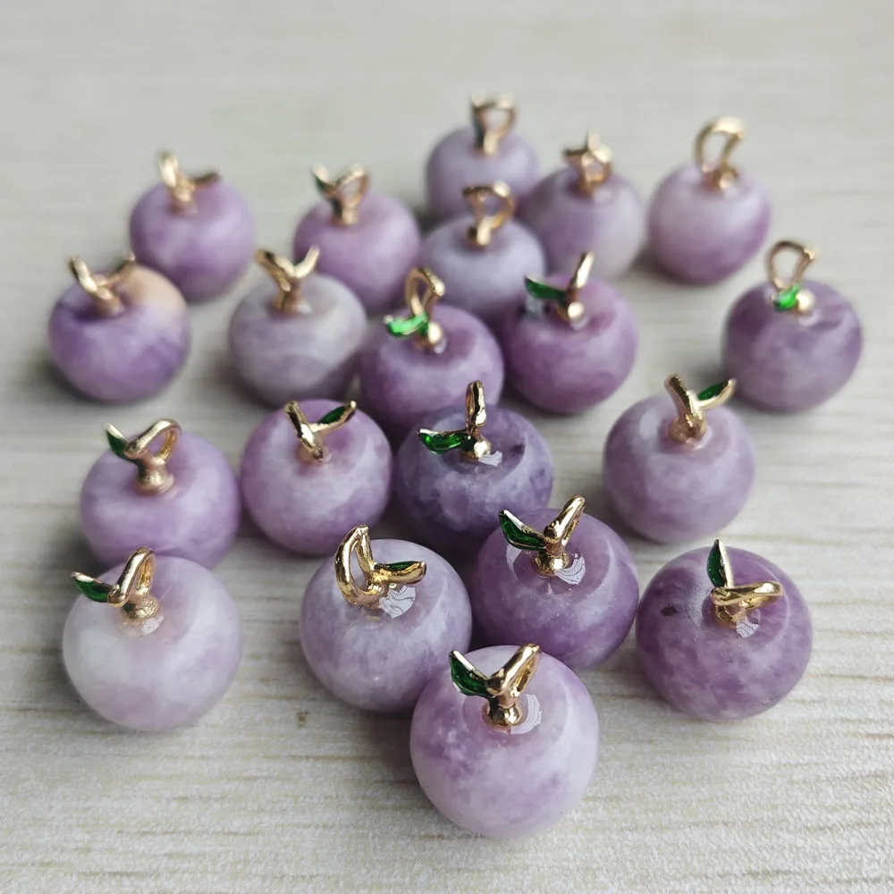 Wholesale 20pcs Natural Lilac stone Good quality beautiful apple shape pendants for jewelry Accessories making free shipping