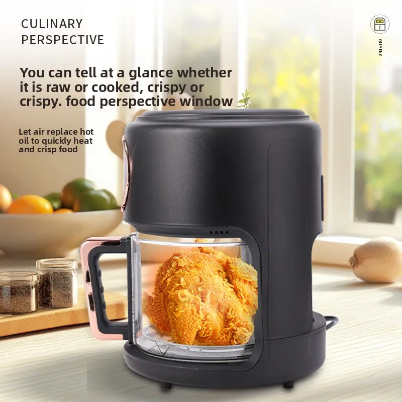 6L Multifunctional Air Fryer with Color Display & Visible Glass Window for Home Use
