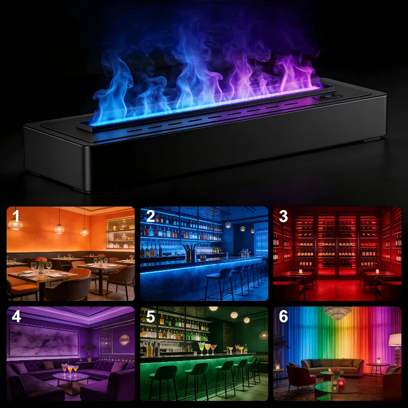 Built-In Water Vapor Fireplace 180cm,Frameless,effect fireplace mist technology firebox,Multi-Color,App Control,Timer firepit view 5