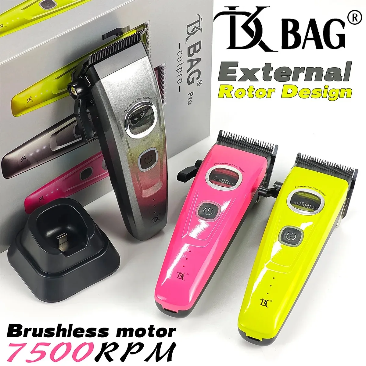 Professional DKBAG DK 089 Electric Hair Clipper with 7500RPM External Rotor Brushless Motor, Hair Trimmer with Base DLC Blade
