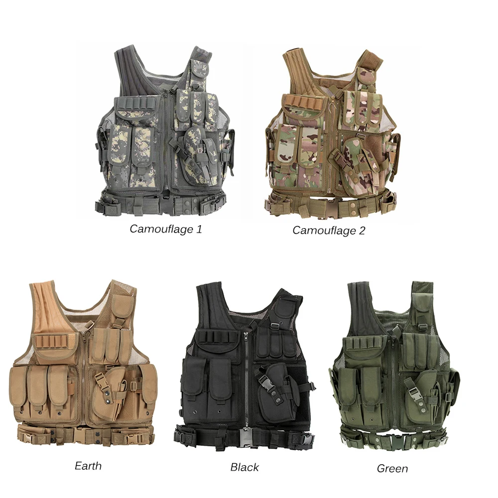 Chaleco de poliéster para caza, chaleco táctico militar para exteriores, poliéster, Airsoft, juego de guerra, chaleco de caza para acampar y hacer senderismo