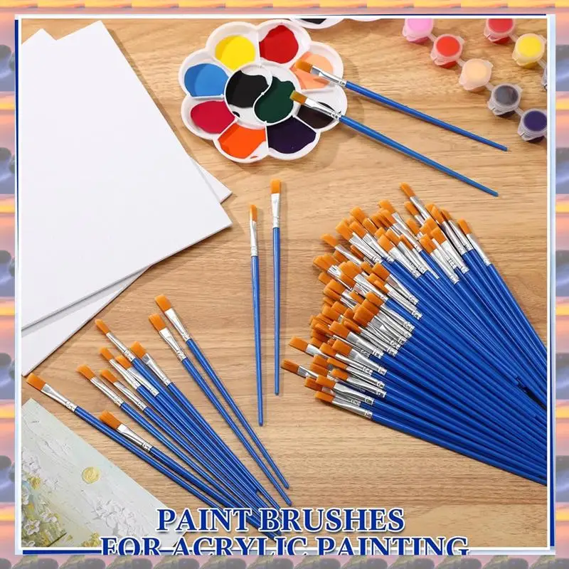 (تخفيضات سريعة) 500 قطعة من فرش الطلاء المسطحة للحرف اليدوية في الفصول الدراسية لوحة زيتية من الأكريليك لوحة ألوان مائية لوحة قماشية للوجه