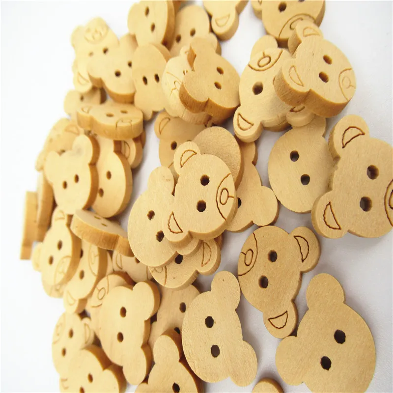 Retail 20Pcs 13x11mm Teddy Bear Charms 2 Holes Wood Sewing Buttons buttons for children 5BB5719