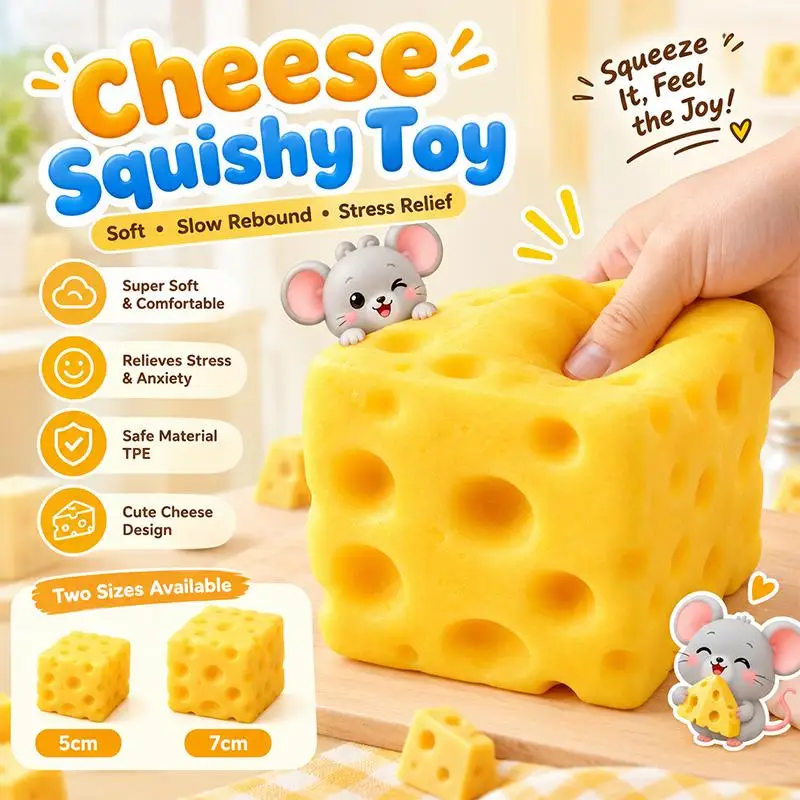 Cheese Shaped Slow Rebound Stress Relief Toy Extra Large Soft Moldable Squeeze Toy for Classroom Fidget Play Students Gift