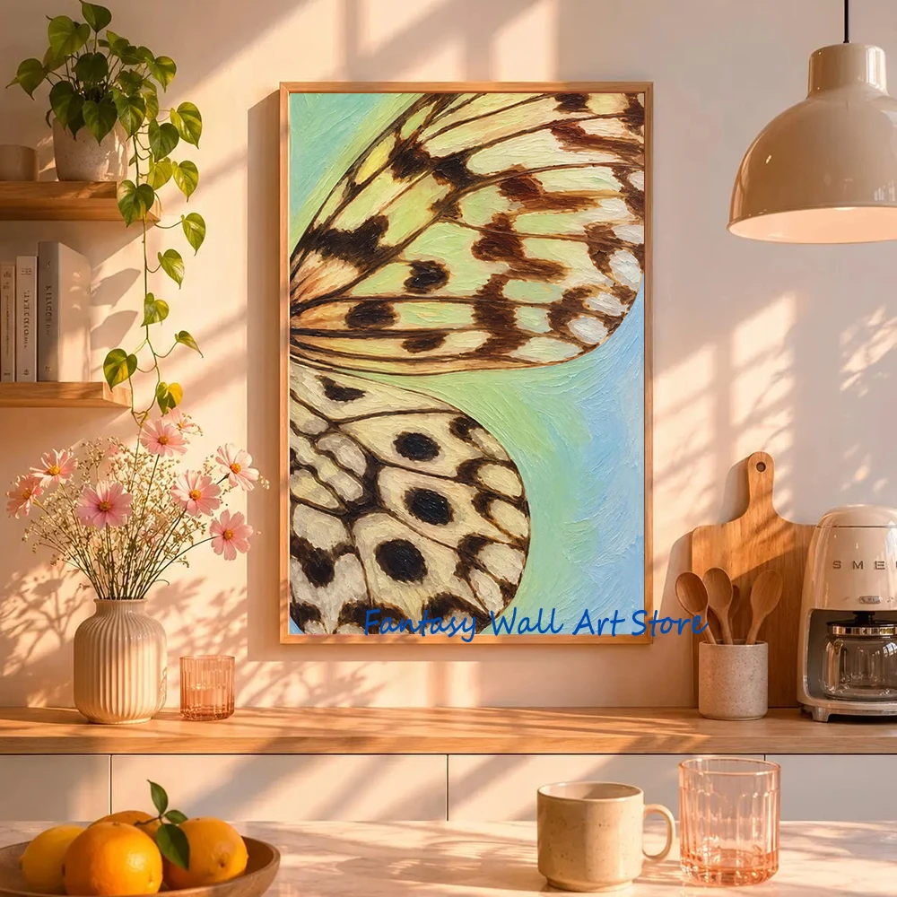 Butterfly Wing Wall Art Urgundy Blush Pink Impasto Poster Butter Colorful Oil Painting Poster Canvas Prints Home Abstract Decor