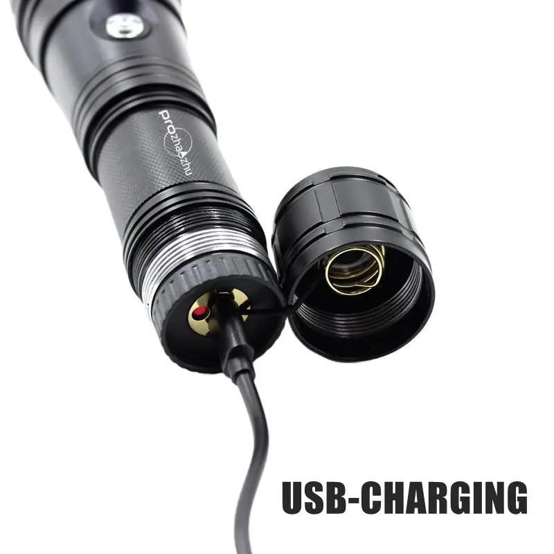 Professional 3000 Lumen IP68 100M Focus Zoom 26650 Multifunction H-L-SOS Rechargeable Diving Flashlight