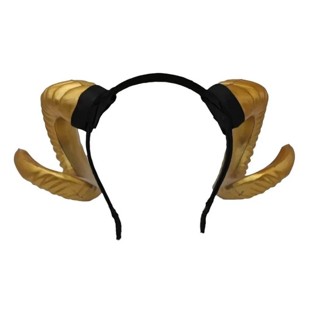 Artificial Black Demon Horn Headwear Gothic Realistic Halloween Devil Headband Unisex Reusable Goat Horn Hair Hoop Photo