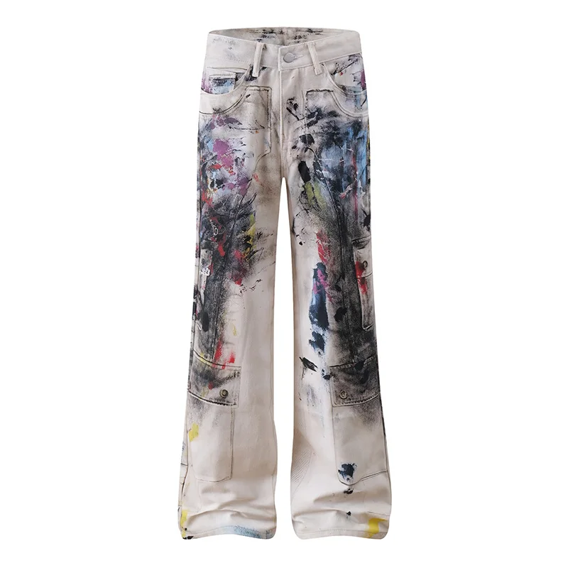 

Hip Hop Graffiti Printed Jeans Pants Streetwear Harakuju Casual Denim Trousers For Male Loose Fit