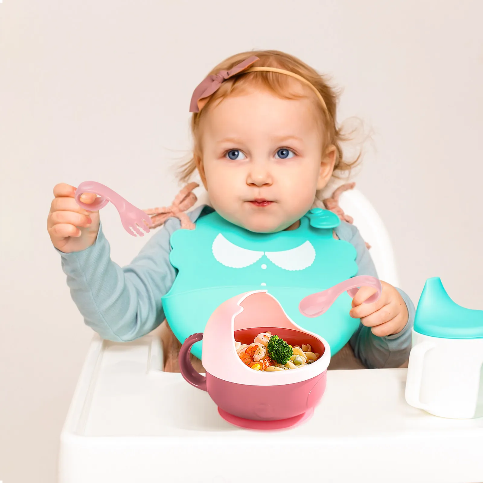 1Set Spillproof Suction Bowl Set Small Portable Baby Feeding Bowl Toddler Elderly Anti-Fall Practice Eating Tableware