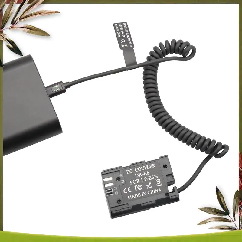 New-LP-E6 Dummy Coupler Battery Type-C Spring Cable Replacement For Canon 5D2 5D3 5D4 6D 6D2 60D 7D 7D2 70D 80D 90D 5DSR R R5 R6