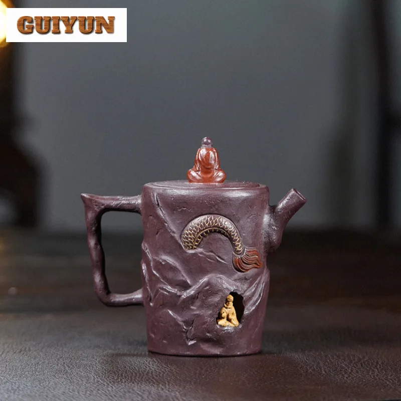 

230ml Exquisite Yixing Purple Clay Teapots Master Handmade Dragon Buddha Pot Raw Ore Purple Mud Kettle Zisha Tea Set Supplies