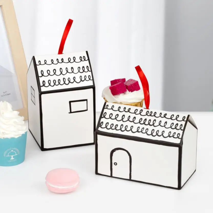 

1000pcs Small House Paper Packing box nougat cookies candy box wedding favors gift boxes ni601