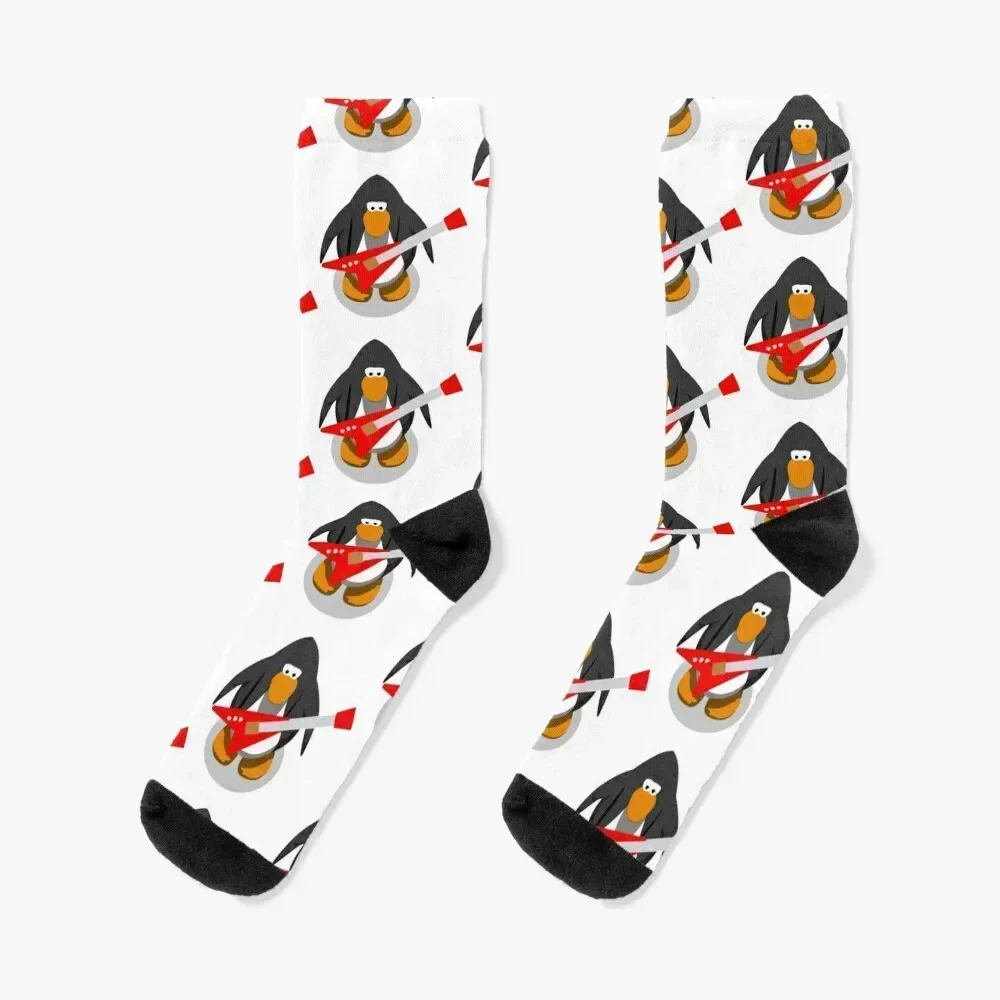 Club penguin with guitar Socks anime sports and leisure Non-slip Socks For Women Men's