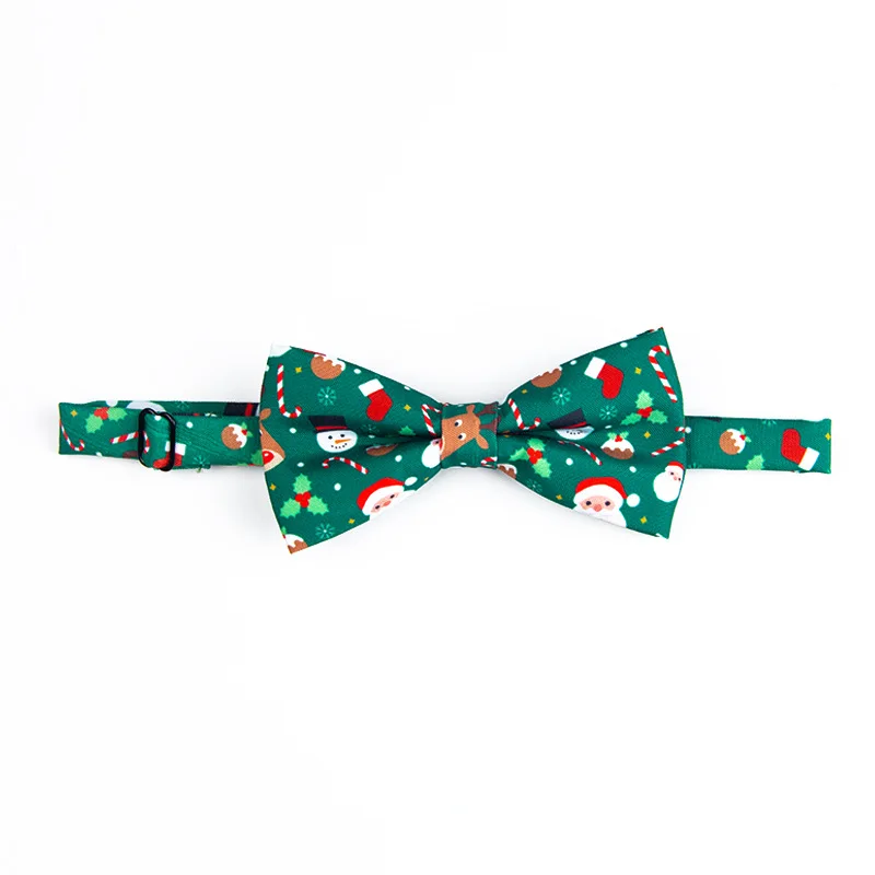 Christmas Bow Tie For Men Women Festival Celebrate Colorful Butterfly Cute Deer Santa Claus Snowman Print Ornament New Year 2023