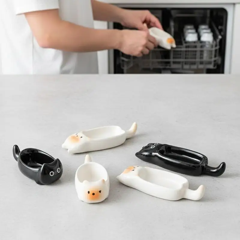 Ceramic Cat-Shaped Mini Dipping Plate Side Dish Small Bowl Home Diningware Kitchen Table Decorative Cat Bowl