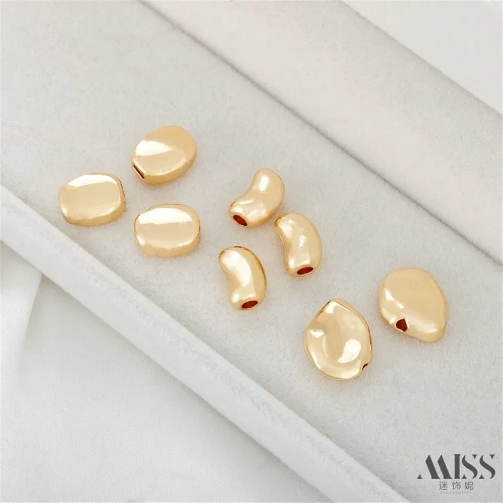 14K Gold Bag Color-preserving Smooth Baroque Special-shaped Petals Pea Fudou Bead Spacer DIY Bracelet Necklace Beaded Accessorie