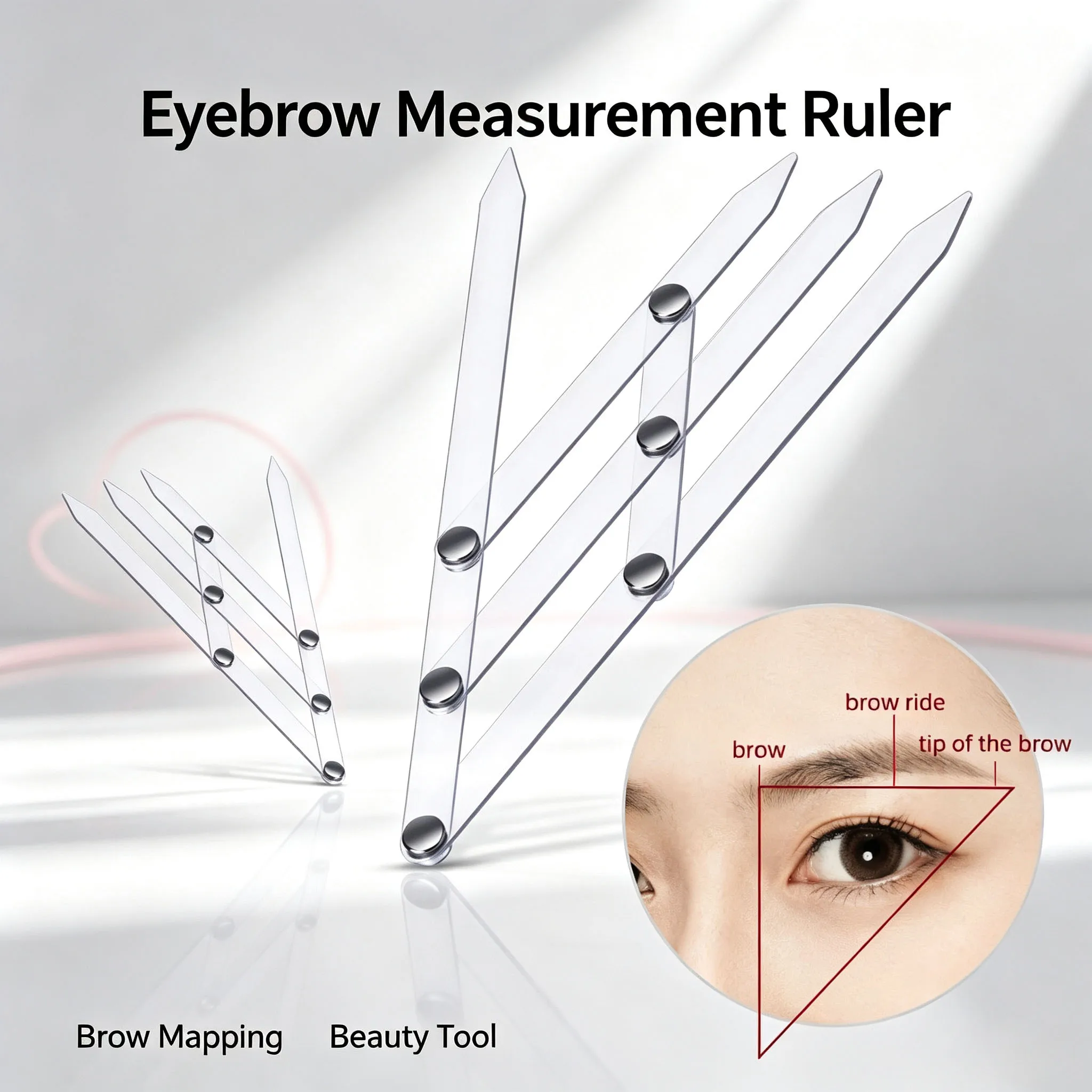 Acrylic Eyebrow Mapping Ruler Adjustable Brow Measure Caliper Symmetrical Eyebrow Shaping for Microblading Permanent Makeup