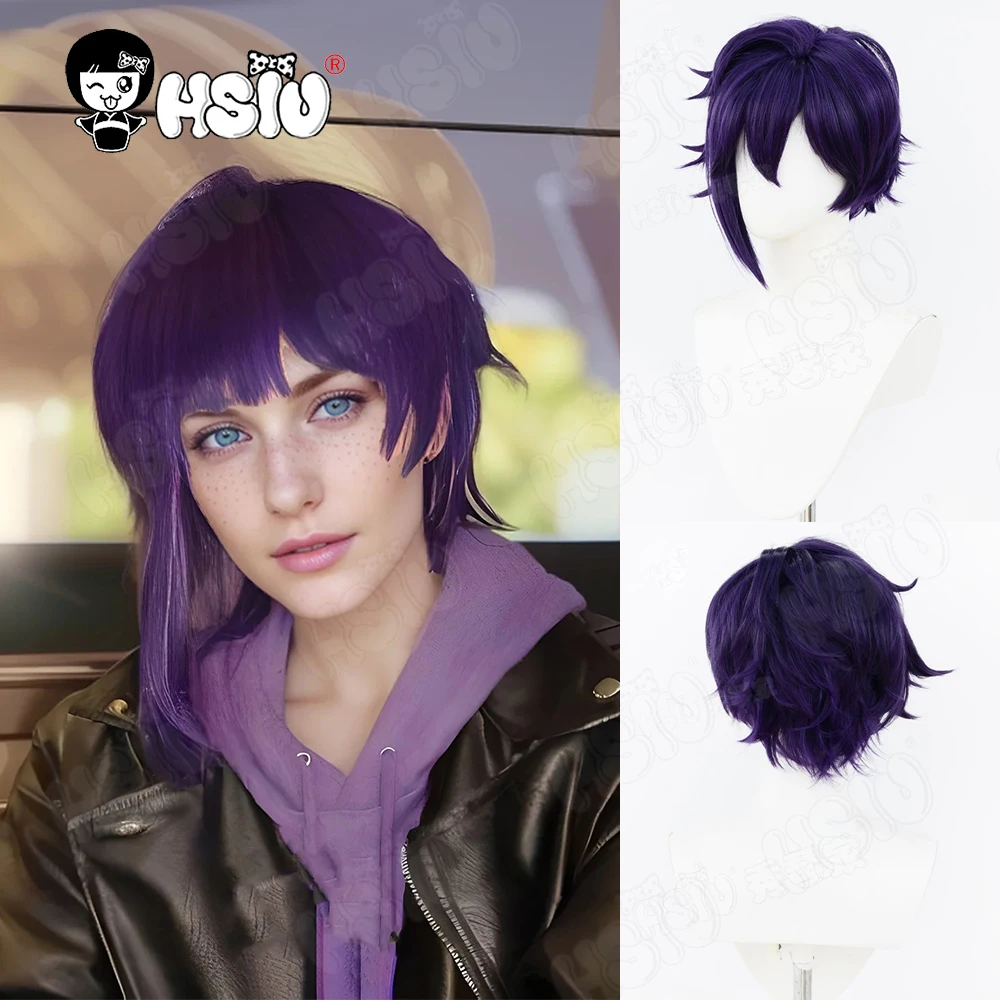 

Sebastian Cospaly Wig Fiber synthetic wig「HSIU」35cm Black purple short Wig+Wig cap Game Stardew Valley Sebastian Cospaly Wig