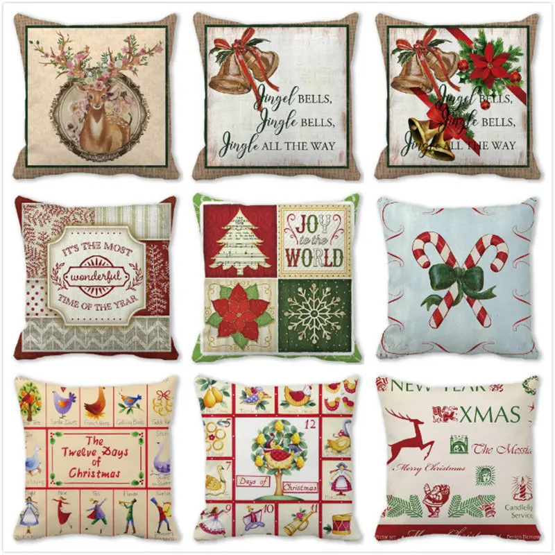 Simple Pattern Christmas Collection Digital printing short plush pillow covers for car sofa office cushion cover home goods