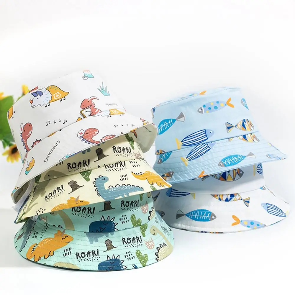 Summer Baby Hat Boy Girl Cotton UV Protection Sun Cap Children Panama Beach Kids Bucket Hat Cute Cartoon Infant Cap