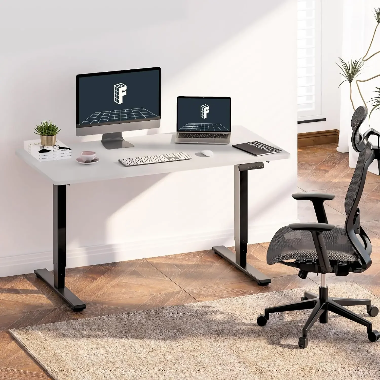 E6 3-Stage Dual Motor Electric Standing Desk 48 x 24 Sit Stand Up Desk, Holds 220 lbs, Adjustable Height w/Memory Presets