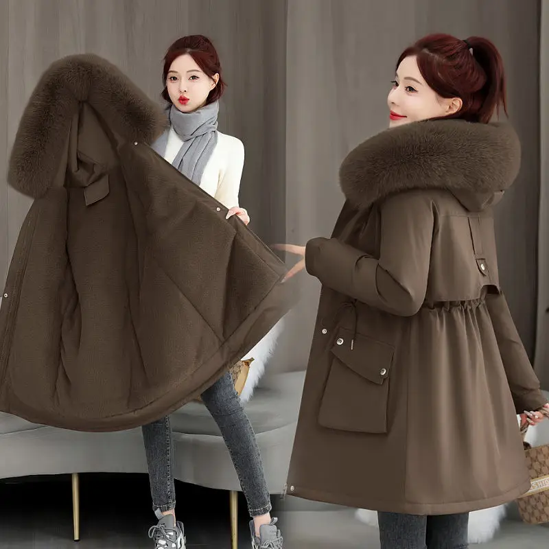 

Parkas Coat Womens Winter Lined Versatile Filling Multi-Color Stripes Smooth Side-Button Unique Outwears Windproof Cold-Proof OL
