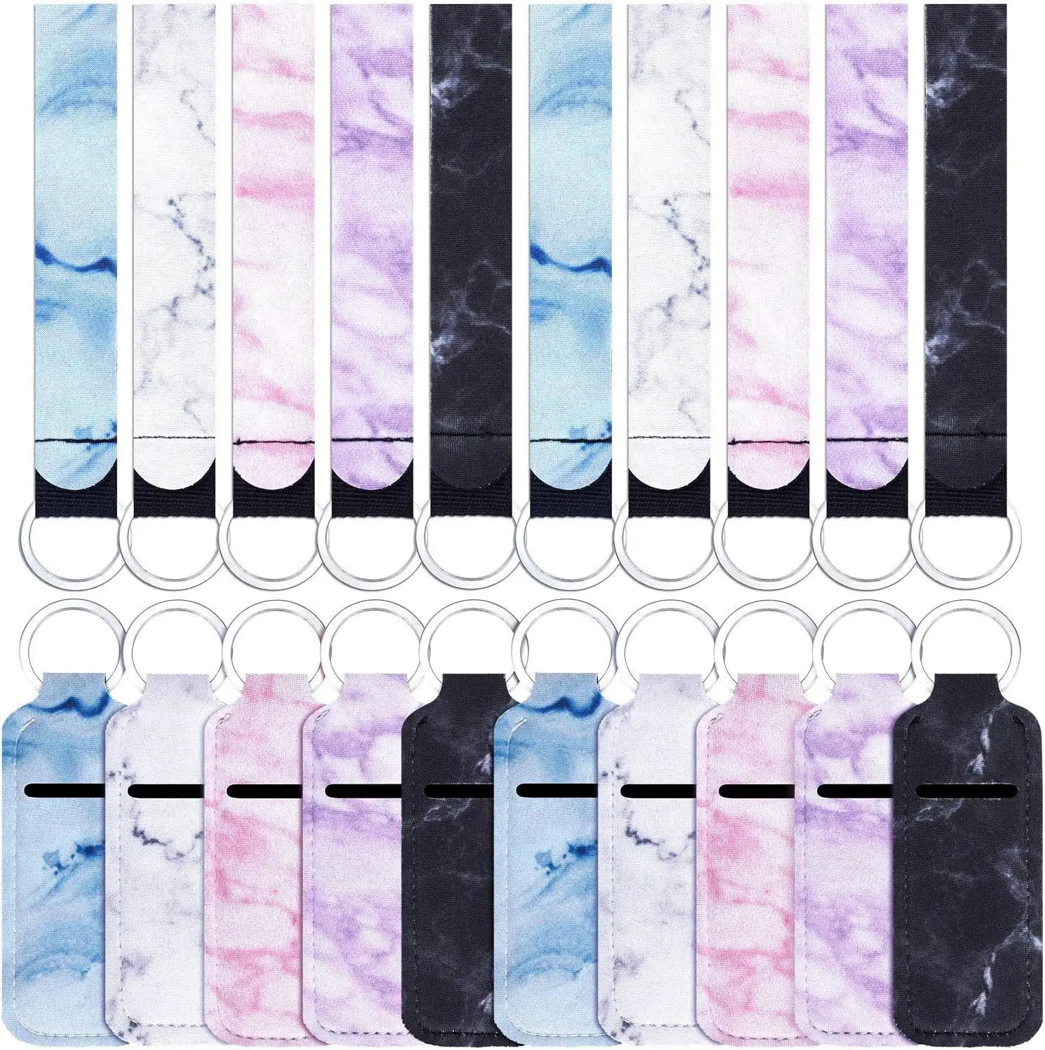 Marble Chapsticks Holder & Wristband Pouch Cute Design Lip Balm Holders Lipstick Holder for Travel 5colors 10set