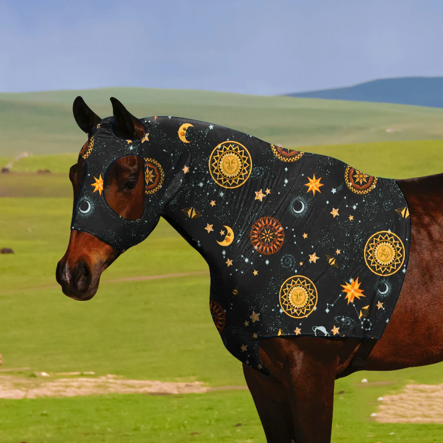 Horse Stretch Hood |Horse Slicker Hood with Zipper|Without Ears Snug、Extra Large Eye Holes|Covers Face, Shoulders, Mane