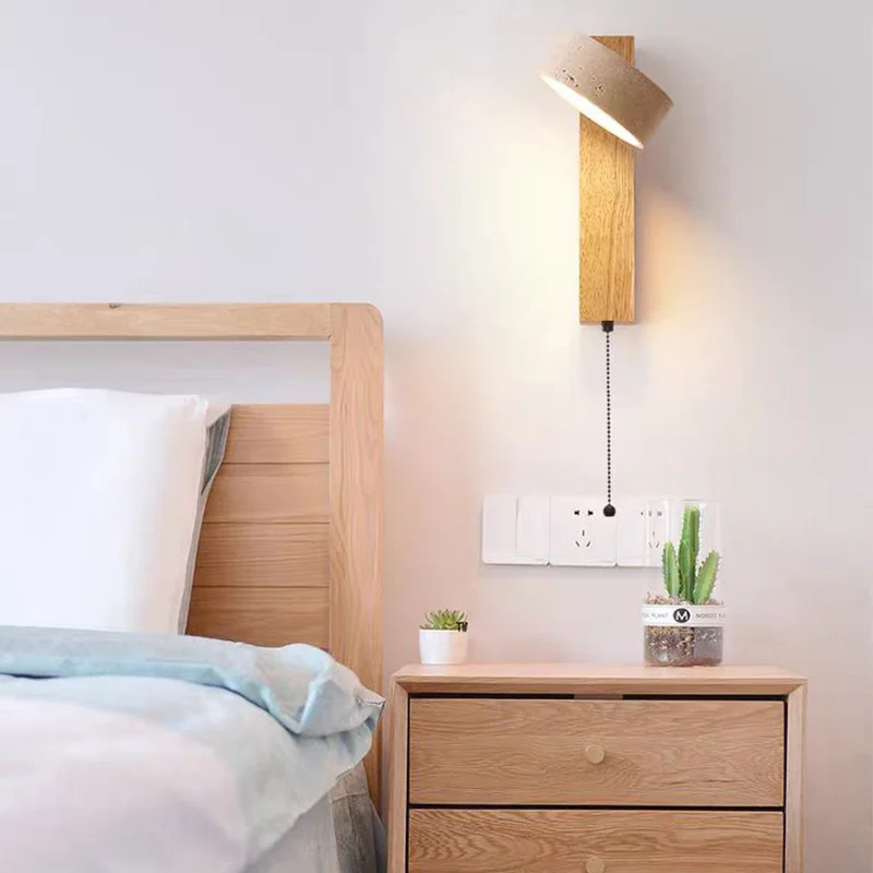 مصباح حائط خشبي على شكل كهف أصفر من حجر وابي سابي لغرفة النوم بجانب السرير والفندق والمقهى ومتجر ديكور منزلي عتيق #3