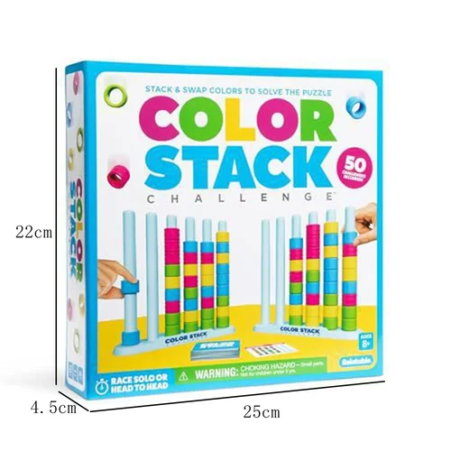 Imagen 2 del producto Color Stack Challenge, Juego de Mesa Familiar para Niños y Adultos, Apilad los Colores para Resolver el Desafío de la Carrera, Divertido Juego Familiar
