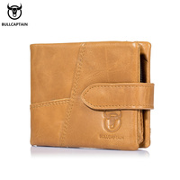 BULLCAPTAIN Leather Wallet With RFID Wallets Card Holder Coin Purse Zipper Men Short wallet's Fashion Men Walletes Coffee 01H