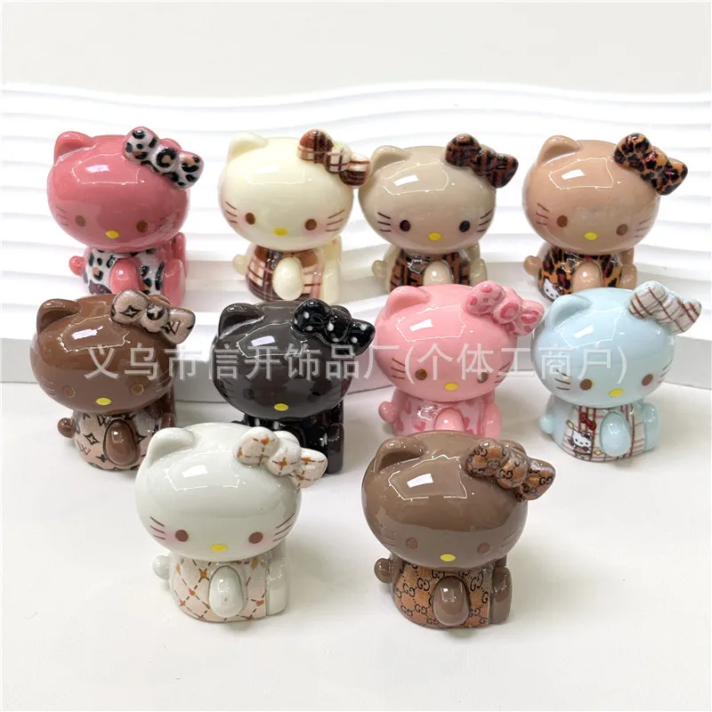 

50pcs Hello Kitty Toy Kawaii Anime Resin Cartoon Phone Keychain Bag Pendant Doll Decorative Desktop Ornament Girl Gift Wholesale