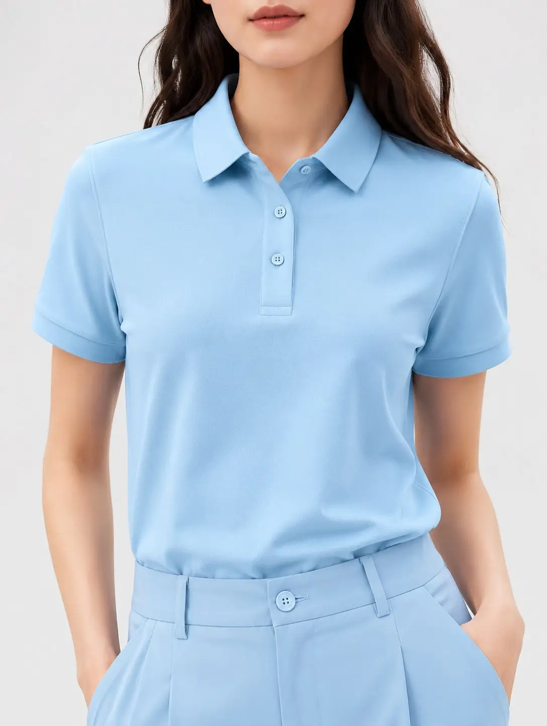 Women's Solid Color Polo Shirt for Summer Casual Stylish and Versatile Street Style Suitable for Any Occasion.