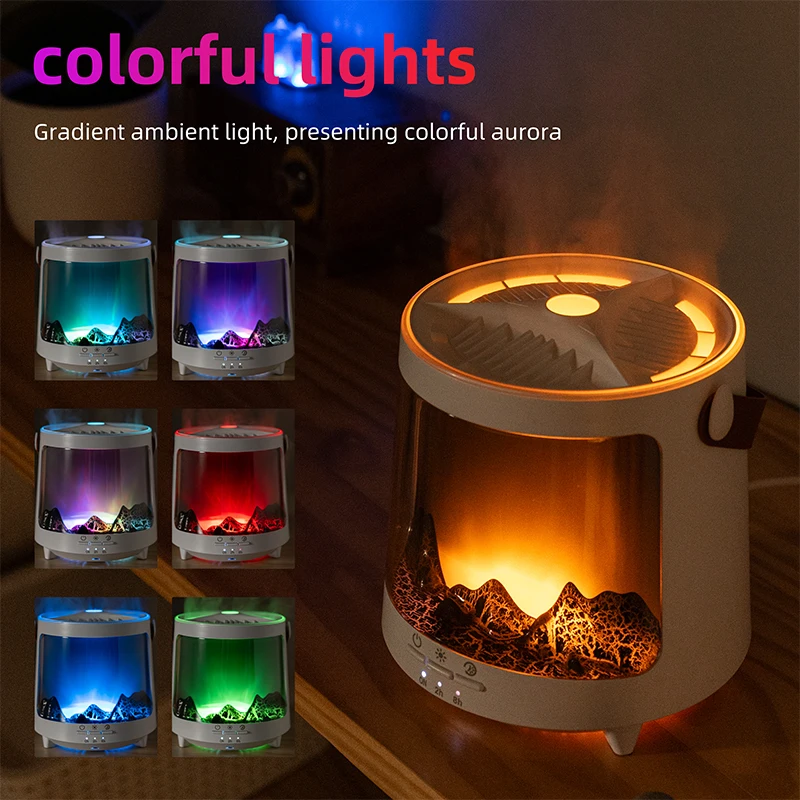 2026 Creative Aurora Jellyfish Aroma Humidifier Spray Ring Colorful Simulated Flame Desktop Fragrance