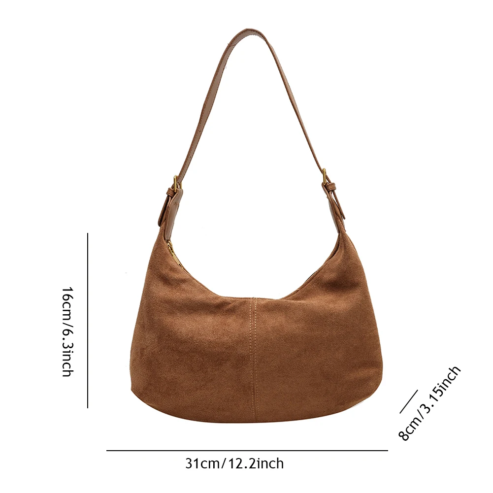 Vintage Handbag Purse for Women Suede Shoulder Bag Causal Crossbody Bags Female Luxury Designer Clutch Ladies Crescent Hobo Bag image 6