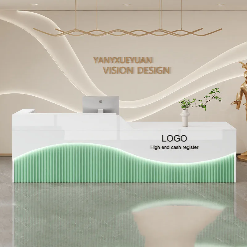 #Customized Exquisite Desk Table Classic Versatile Premium Storage Reception Desk Unique Design Schreibtisch Office Furniture
