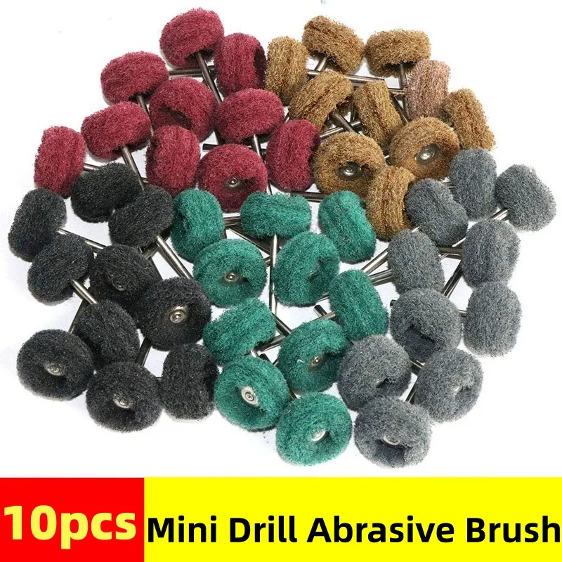 10/20pcs Mini Drill Abrasive Brush Set Nylon Buffing Polishing Wheel for Dremel Rotary Tools Rust Remover Hand Tool Accessories