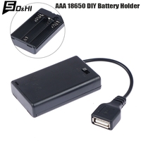 1Pcs 3 Slot AAA 18650 DIY Battery Holder Storage Case Box With USB Port For Building Block Led Light Kit With Switch