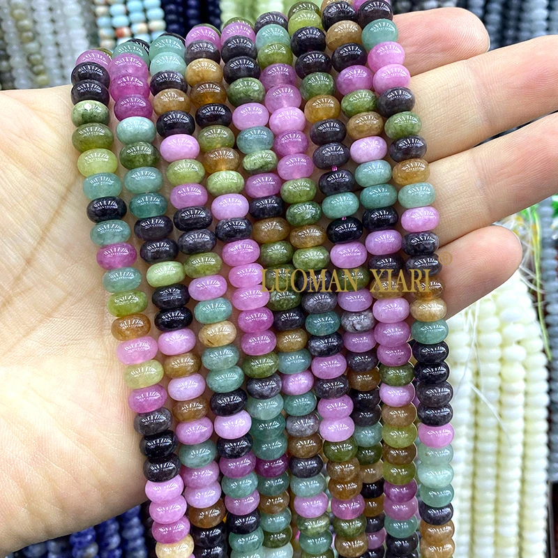 Großhandel Natürliche Stein-Rondelle 5x8MM Gemischte Chalcedon-Abstandsperlen für Schmuckherstellung DIY Armband Charms Zubehör 15'' – Detail 4
