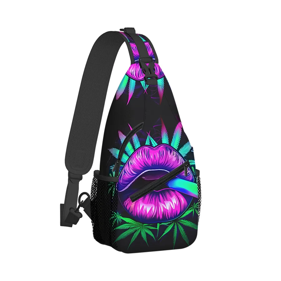 Lips Pattern Chest Bag Boy/Girls Best Gift 2D Flat Cartoon Large Capacity Sports Leisure Fashion Fitness Bag for Children