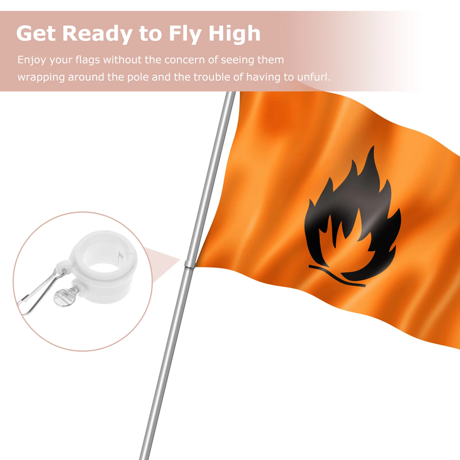 

2Pcs Universal Fit Rotating Flag Pole Rings 0.75-1.02 Inch Diameter Easy Install Anti Wrapping System for Garden Yard Flag