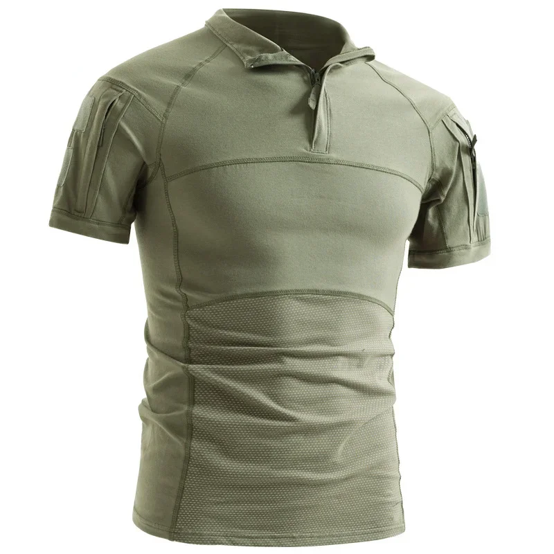 New Knitted Tactical Frog Suit Men's Camo Suit Short Sleeve Slim Fit Elastic T-Shirt Property Team Building Top