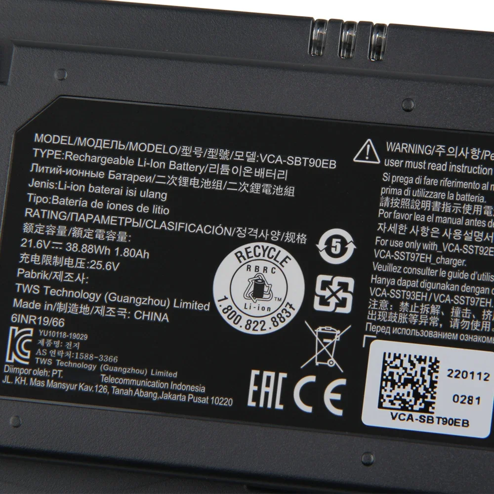 Replacement Battery VCA-SBT90E VCA-SBT90EB For Samsung Jet70 Pet JET 60 70 JET90 Pro JET75 VS9000 Jet 75 Stick Vacuum