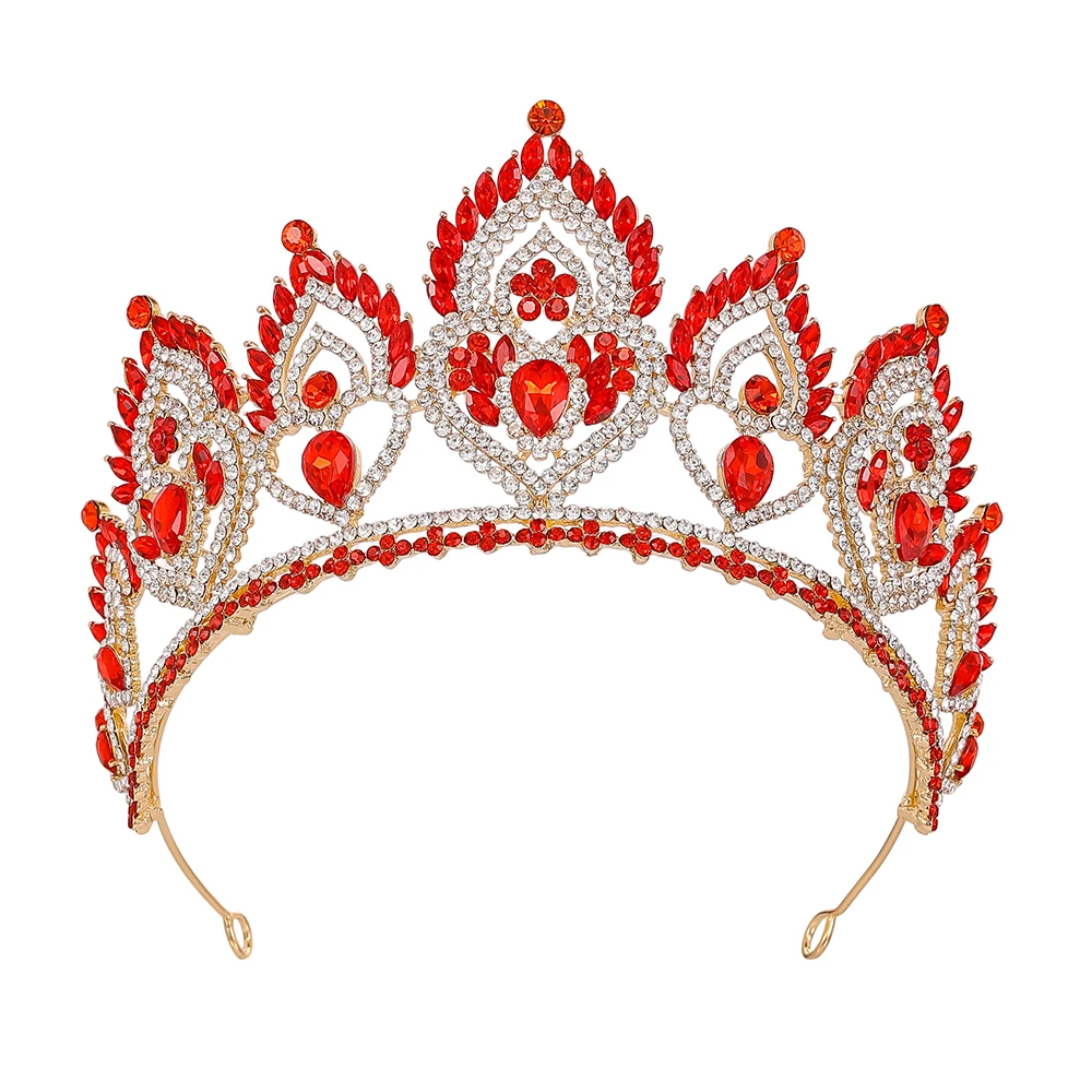 تيارا الزفاف الأناقة الملكية على شكل قلب |   تاج حفل زفاف الملكة |   مجوهرات شعر كريستال كبيرة للنساء