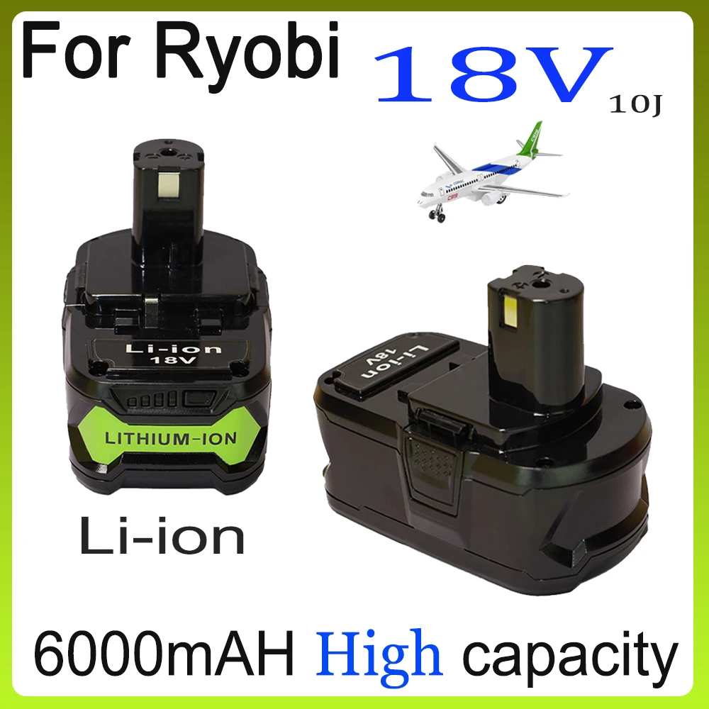 

Suitable For Ryobi Cordless Power Tools，18V 6000mAh 10J Rechargeable Lithium Battery