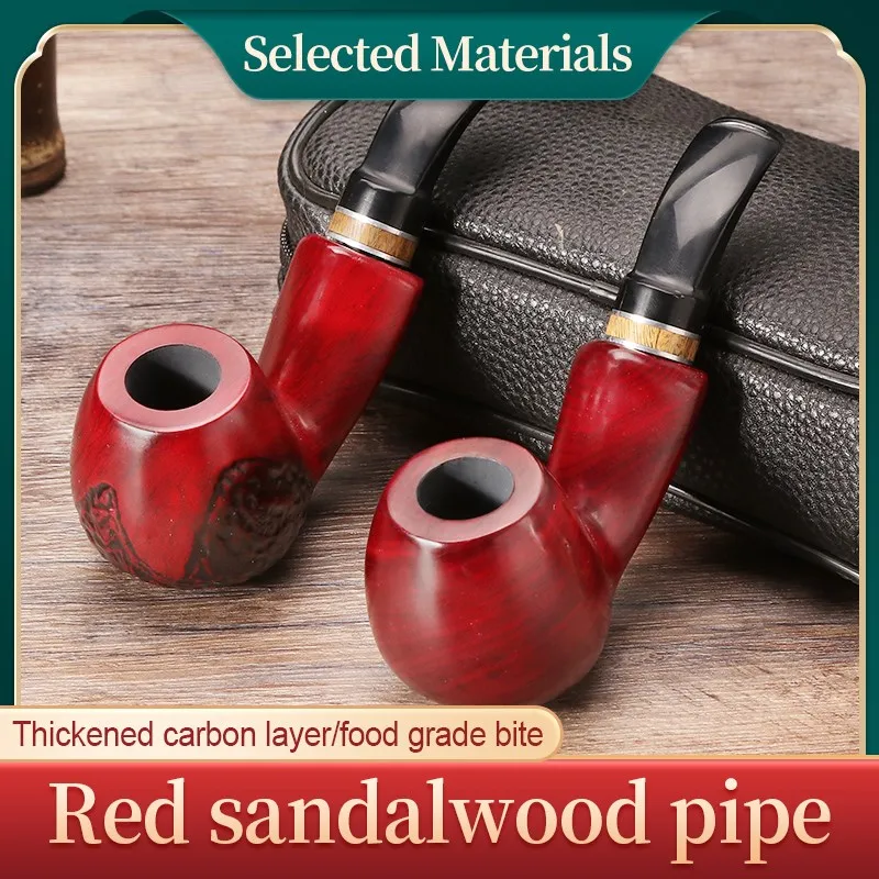 

High Quality Red Sandalwood Chimney Creative Smoking Pipes Herb Tobacco Pipe Cigar Grinder Smoke Cigarette Holder